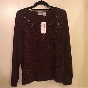 Chico’s Bedazzled Purple LS Tee *NWT*